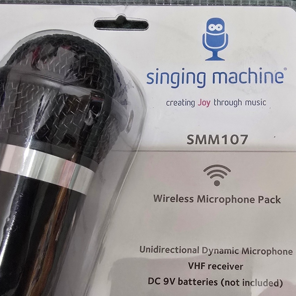 Karioke Singing Machine SMM107 Wireless Microphone Pack VHF Receiver Black‎  NEW